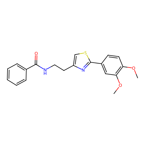 N-{2-[2-(3,4-dimethoxyphenyl)-1,3-thiazol-4-yl]ethyl}benzamide structure