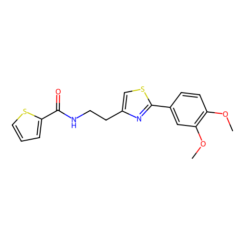N-(2-(2-(3,4-dimethoxyphenyl)thiazol-4-yl)ethyl)thiophene-2-carboxamide structure