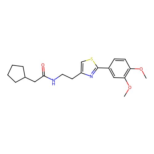 2-cyclopentyl-N-{2-[2-(3,4-dimethoxyphenyl)-1,3-thiazol-4-yl]ethyl}acetamide structure