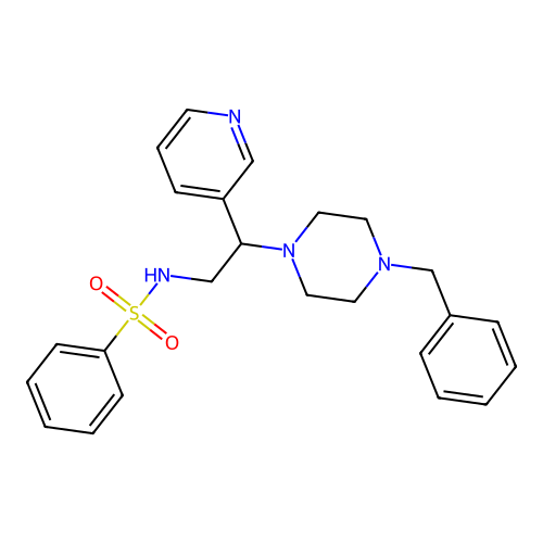 N-[2-(4-benzylpiperazin-1-yl)-2-(pyridin-3-yl)ethyl]benzenesulfonamide structure