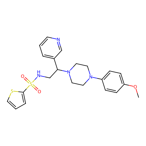 N-[2-[4-(4-methoxyphenyl)piperazin-1-yl]-2-pyridin-3-ylethyl]thiophene-2-sulfonamide structure