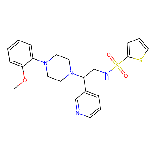 N-[2-[4-(2-methoxyphenyl)-1-piperazinyl]-2-(3-pyridinyl)ethyl]-2-thiophenesulfonamide structure