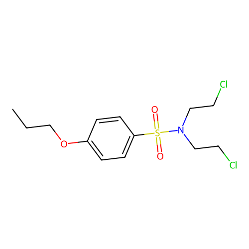N,N-bis(2-chloroethyl)-4-propoxybenzenesulfonamide structure