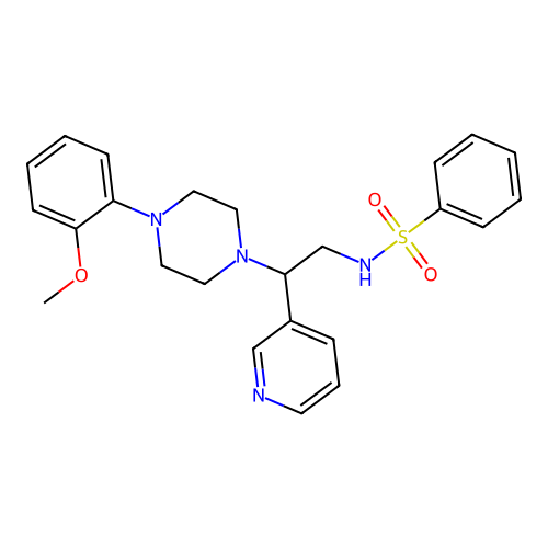N-[2-[4-(2-methoxyphenyl)piperazin-1-yl]-2-pyridin-3-ylethyl]benzenesulfonamide structure