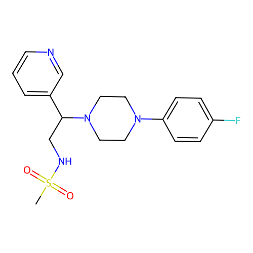 N-{2-[4-(4-fluorophenyl)piperazin-1-yl]-2-(pyridin-3-yl)ethyl}methanesulfonamide structure