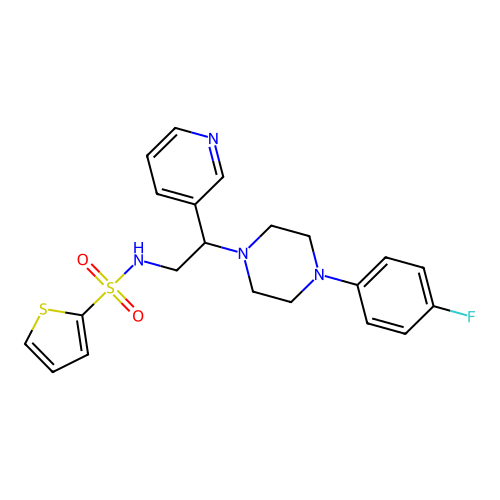 N-(2-(4-(4-fluorophenyl)piperazin-1-yl)-2-(pyridin-3-yl)ethyl)thiophene-2-sulfonamide structure