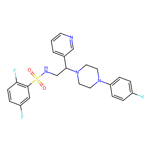 2,5-difluoro-N-(2-(4-(4-fluorophenyl)piperazin-1-yl)-2-(pyridin-3-yl)ethyl)benzenesulfonamide structure
