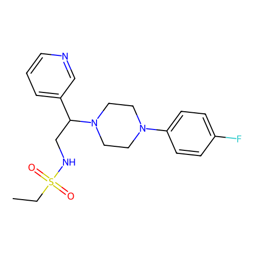N-[2-[4-(4-fluorophenyl)piperazin-1-yl]-2-pyridin-3-ylethyl]ethanesulfonamide structure