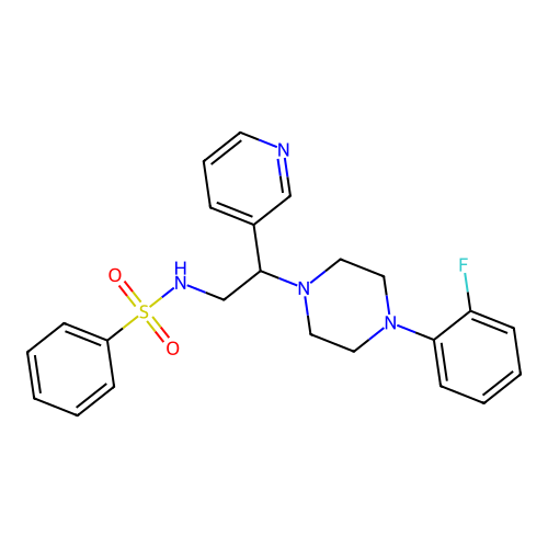 N-{2-[4-(2-fluorophenyl)piperazin-1-yl]-2-(pyridin-3-yl)ethyl}benzenesulfonamide structure