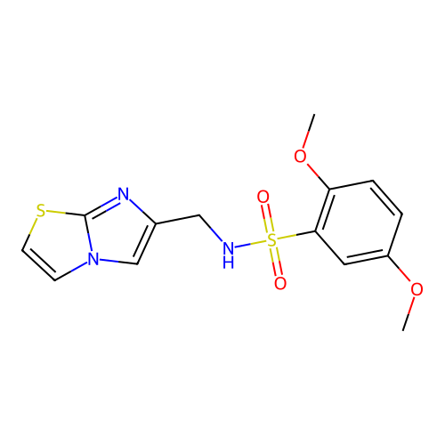 N-(imidazo[2,1-b]thiazol-6-ylmethyl)-2,5-dimethoxybenzenesulfonamide structure