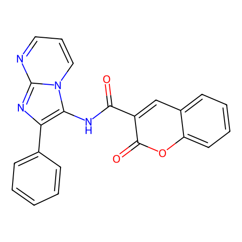 2-oxo-N-(2-phenylimidazo[1,2-a]pyrimidin-3-yl)-2H-chromene-3-carboxamide structure