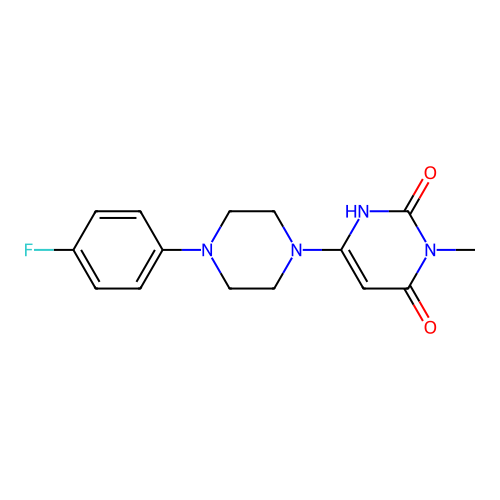 6-(4-(4-fluorophenyl)piperazin-1-yl)-3-methylpyrimidine-2,4(1H,3H)-dione structure