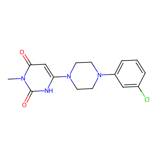 6-(4-(3-chlorophenyl)piperazin-1-yl)-3-methylpyrimidine-2,4(1H,3H)-dione structure