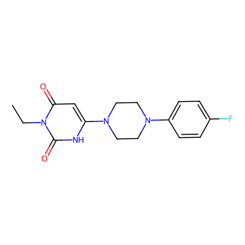 3-ethyl-6-(4-(4-fluorophenyl)piperazin-1-yl)pyrimidine-2,4(1H,3H)-dione structure