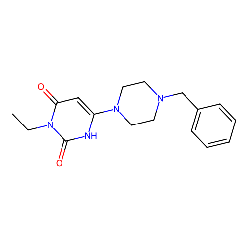 6-(4-benzylpiperazin-1-yl)-3-ethyl-1H-pyrimidine-2,4-dione structure