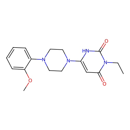 3-ethyl-6-(4-(2-methoxyphenyl)piperazin-1-yl)pyrimidine-2,4(1H,3H)-dione structure
