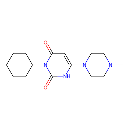 3-cyclohexyl-6-(4-methylpiperazin-1-yl)-1H-pyrimidine-2,4-dione structure