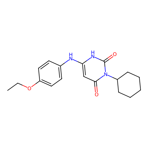3-cyclohexyl-6-(4-ethoxyanilino)-1H-pyrimidine-2,4-dione structure