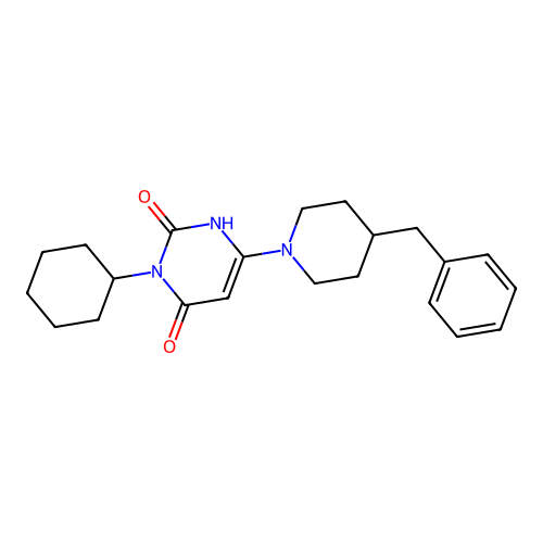 6-(4-benzylpiperidin-1-yl)-3-cyclohexylpyrimidine-2,4(1H,3H)-dione structure