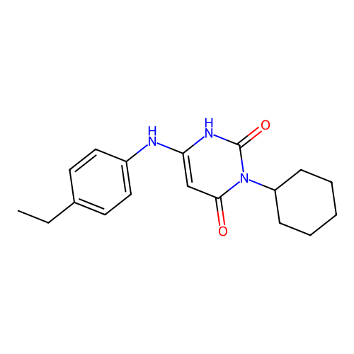 3-cyclohexyl-6-(4-ethylanilino)-1H-pyrimidine-2,4-dione structure