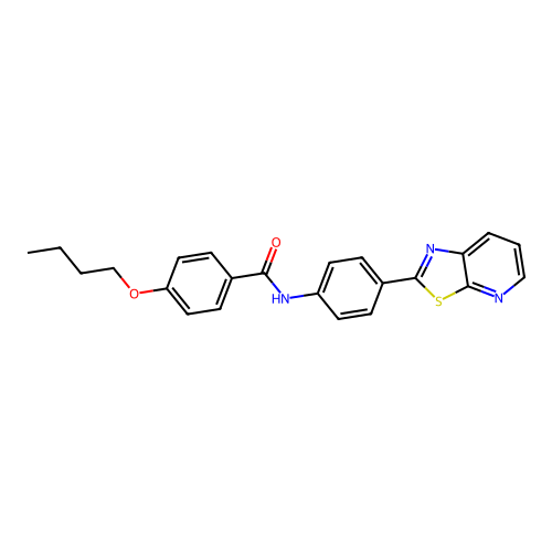 4-butoxy-N-(4-(thiazolo[5,4-b]pyridin-2-yl)phenyl)benzamide structure