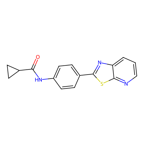 N-(4-(thiazolo[5,4-b]pyridin-2-yl)phenyl)cyclopropanecarboxamide structure