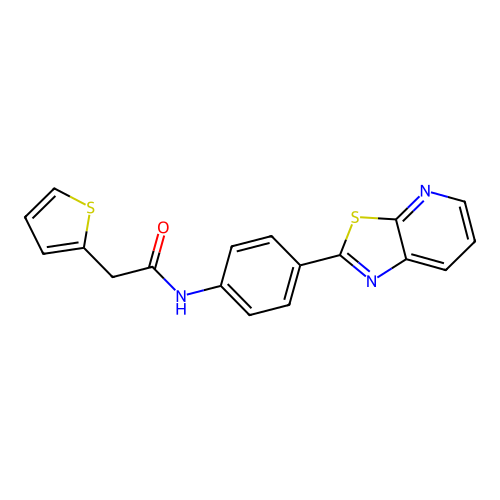 N-(4-(thiazolo[5,4-b]pyridin-2-yl)phenyl)-2-(thiophen-2-yl)acetamide structure