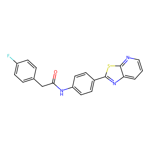 2-(4-fluorophenyl)-N-(4-(thiazolo[5,4-b]pyridin-2-yl)phenyl)acetamide structure