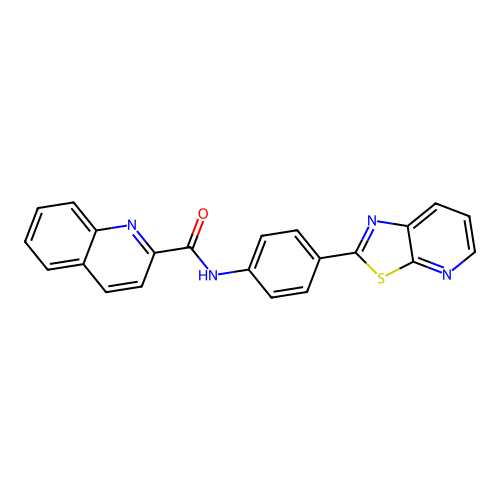 N-(4-(thiazolo[5,4-b]pyridin-2-yl)phenyl)quinoline-2-carboxamide structure