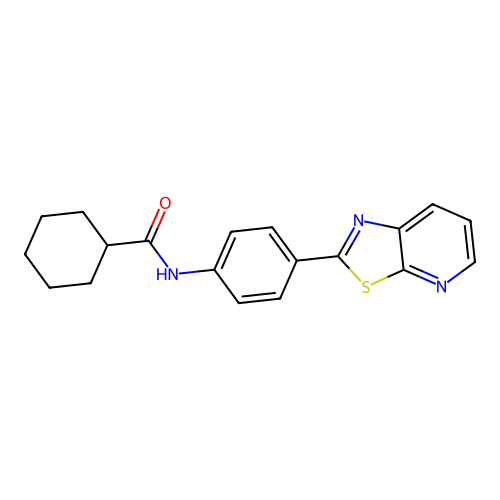 N-(4-(thiazolo[5,4-b]pyridin-2-yl)phenyl)cyclohexanecarboxamide structure