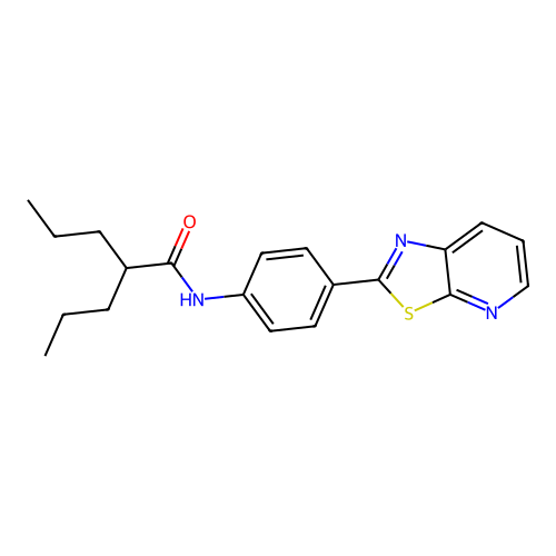 2-propyl-N-(4-(thiazolo[5,4-b]pyridin-2-yl)phenyl)pentanamide structure