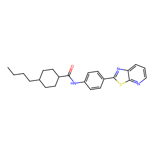 4-butyl-N-(4-(thiazolo[5,4-b]pyridin-2-yl)phenyl)cyclohexanecarboxamide structure