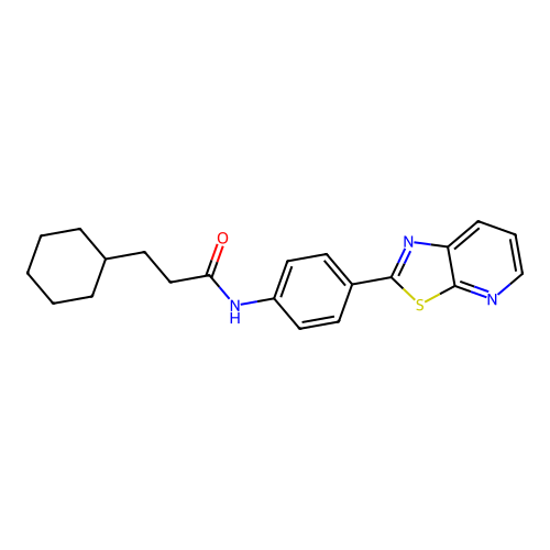 3-cyclohexyl-N-(4-{[1,3]thiazolo[5,4-b]pyridin-2-yl}phenyl)propanamide structure