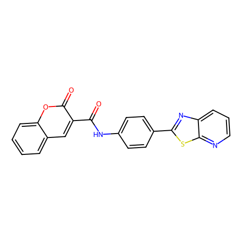 2-oxo-N-(4-(thiazolo[5,4-b]pyridin-2-yl)phenyl)-2H-chromene-3-carboxamide structure