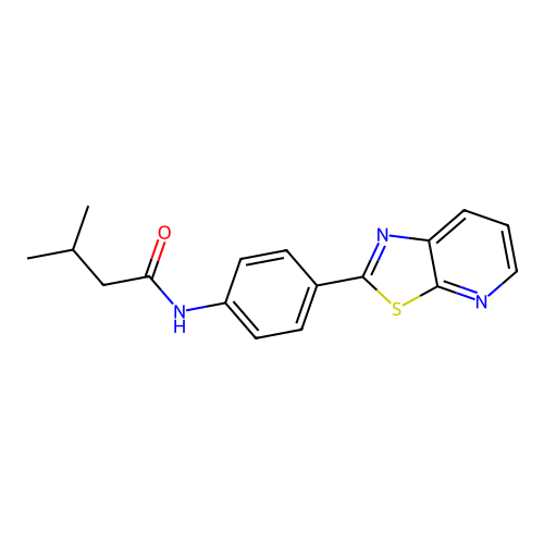 3-methyl-N-(4-(thiazolo[5,4-b]pyridin-2-yl)phenyl)butanamide structure