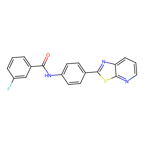 3-fluoro-N-(4-{[1,3]thiazolo[5,4-b]pyridin-2-yl}phenyl)benzamide structure