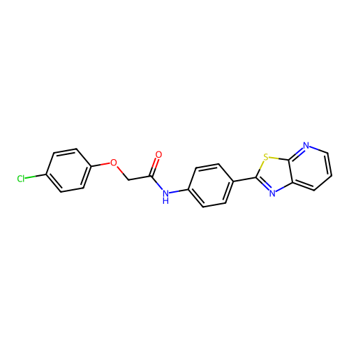 2-(4-chlorophenoxy)-N-(4-{[1,3]thiazolo[5,4-b]pyridin-2-yl}phenyl)acetamide structure