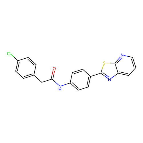 2-(4-chlorophenyl)-N-(4-(thiazolo[5,4-b]pyridin-2-yl)phenyl)acetamide structure