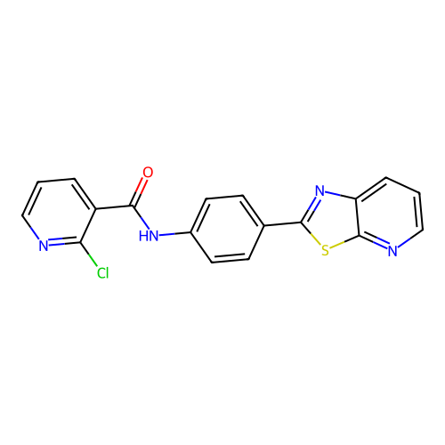 2-chloro-N-[4-([1,3]thiazolo[5,4-b]pyridin-2-yl)phenyl]pyridine-3-carboxamide structure