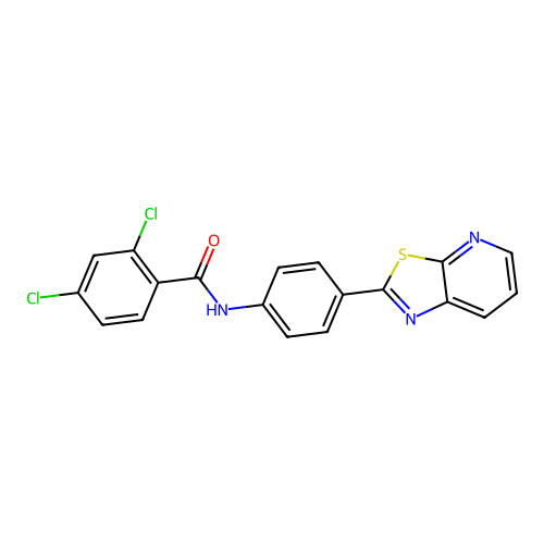 2,4-dichloro-N-(4-(thiazolo[5,4-b]pyridin-2-yl)phenyl)benzamide structure