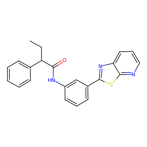 2-phenyl-N-(3-(thiazolo[5,4-b]pyridin-2-yl)phenyl)butanamide structure