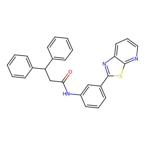 3,3-diphenyl-N-(3-(thiazolo[5,4-b]pyridin-2-yl)phenyl)propanamide structure