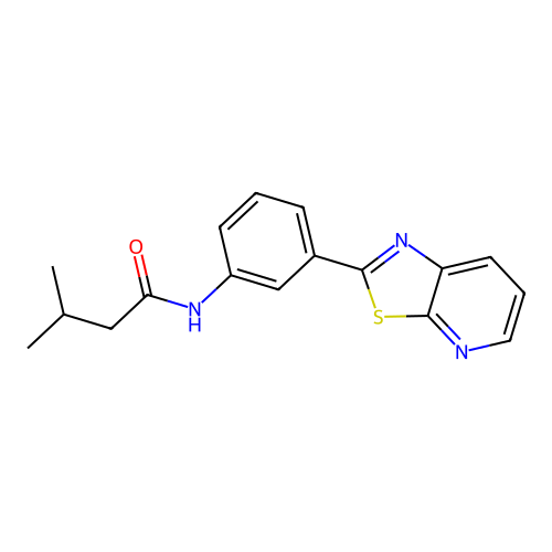 3-methyl-N-(3-(thiazolo[5,4-b]pyridin-2-yl)phenyl)butanamide structure
