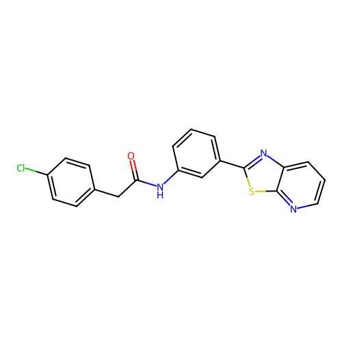 2-(4-chlorophenyl)-N-(3-(thiazolo[5,4-b]pyridin-2-yl)phenyl)acetamide structure