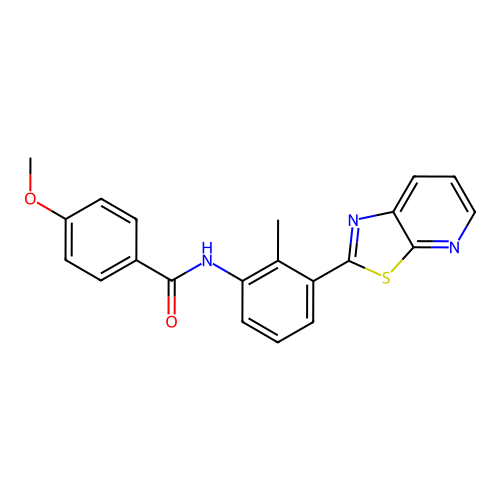 4-methoxy-N-(2-methyl-3-(thiazolo[5,4-b]pyridin-2-yl)phenyl)benzamide structure