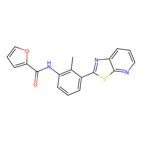 N-(2-methyl-3-{[1,3]thiazolo[5,4-b]pyridin-2-yl}phenyl)furan-2-carboxamide structure
