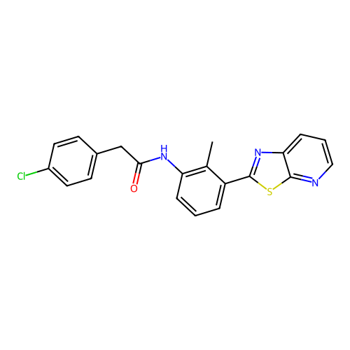 2-(4-CHLOROPHENYL)-N-(2-METHYL-3-{[1,3]THIAZOLO[5,4-B]PYRIDIN-2-YL}PHENYL)ACETAMIDE structure