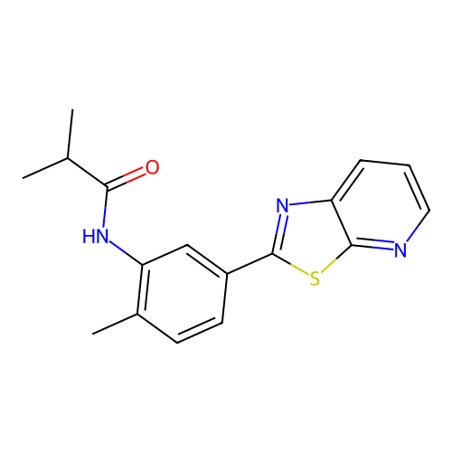 2-methyl-N-(2-methyl-5-{[1,3]thiazolo[5,4-b]pyridin-2-yl}phenyl)propanamide structure