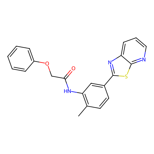 N-(2-methyl-5-(thiazolo[5,4-b]pyridin-2-yl)phenyl)-2-phenoxyacetamide structure