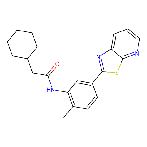 2-Cyclohexyl-N-(2-methyl-5-{[1,3]thiazolo[5,4-B]pyridin-2-YL}phenyl)acetamide structure